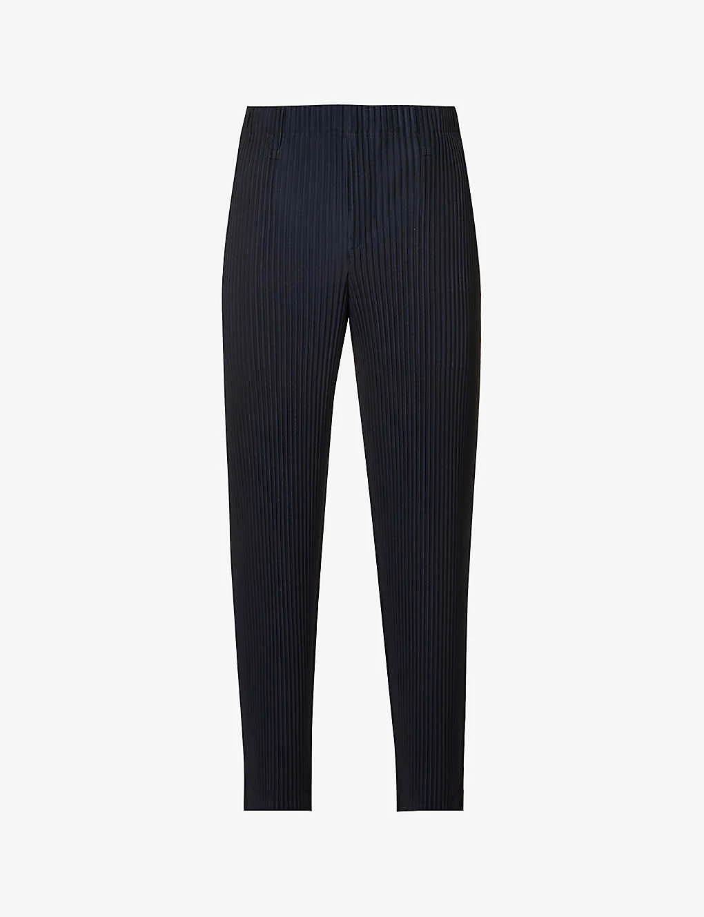Pleated Elasticated-waist Straight-leg Regular-fit Knitted Trousers 3 Pleated Elasticated-waist Straight-leg Regular-fit Knitted Trousers