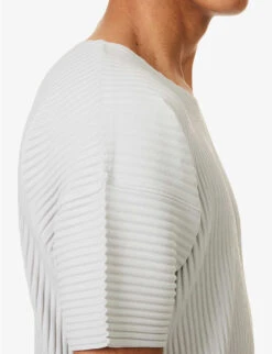 Pleated Dropped-shoulder Knitted T-shirt -Metro Style Shop R04163800 LIGHTGRAY ALT04