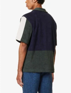 Cocktail Contrast-panel Relaxed-fit Cotton-blend Shirt -Metro Style Shop R04164478 NAVY ALT03