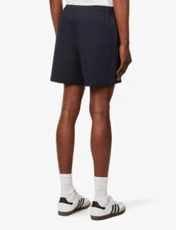 Hold On Seersucker-texture Regular-fit Stretch-cotton Shorts -Metro Style Shop R04164480 NAVY ALT03