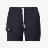 Hold On Seersucker-texture Regular-fit Stretch-cotton Shorts -Metro Style Shop R04164480 NAVY M