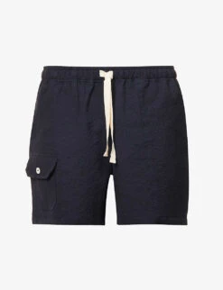 Hold On Seersucker-texture Regular-fit Stretch-cotton Shorts
