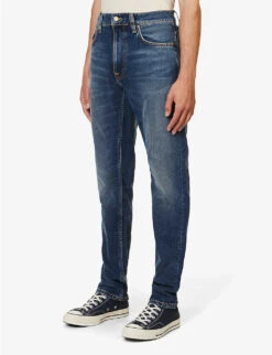 Nudie Jeans Lean Dean Tapered-leg Mid-rise Stretch-denim Jeans -Metro Style Shop R04165221 TROUBLEDSEA ALT02