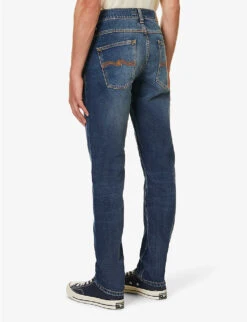 Nudie Jeans Lean Dean Tapered-leg Mid-rise Stretch-denim Jeans -Metro Style Shop R04165221 TROUBLEDSEA ALT03