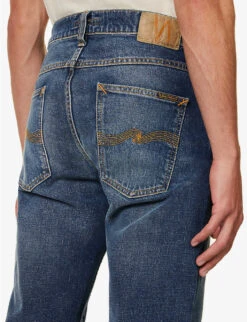 Nudie Jeans Lean Dean Tapered-leg Mid-rise Stretch-denim Jeans -Metro Style Shop R04165221 TROUBLEDSEA ALT05