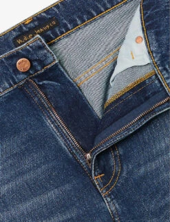 Nudie Jeans Lean Dean Tapered-leg Mid-rise Stretch-denim Jeans -Metro Style Shop R04165221 TROUBLEDSEA ALT06