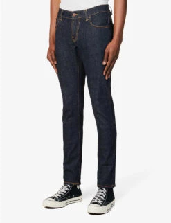 Nudie Jeans Tight Terry Tapered-leg Slim-fit Stretch-organic-cotton Denim Jeans -Metro Style Shop R04165227 RINSETWILL ALT02