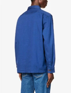 Nudie Jeans Vincent Floral-embroidered Regular-fit Organic-cotton Shirt -Metro Style Shop R04165229 FRENCHBUE ALT03