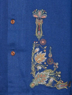 Nudie Jeans Vincent Floral-embroidered Regular-fit Organic-cotton Shirt -Metro Style Shop R04165229 FRENCHBUE ALT04