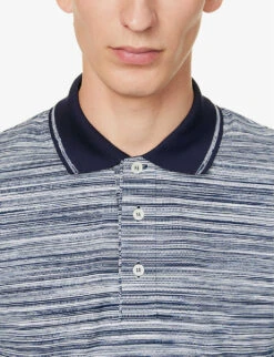 Missoni Striped Ribbed-collar Cotton-piqué Polo Shirt -Metro Style Shop R04165478 SPACEDYEDNAVYWHITE ALT04