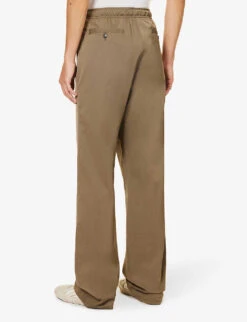 Palm Angels Brand-embroidered Wide-leg Relaxed-fit Stretch-woven Trousers -Metro Style Shop R04166054 MILITARYBLACK ALT03