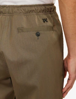 Palm Angels Brand-embroidered Wide-leg Relaxed-fit Stretch-woven Trousers -Metro Style Shop R04166054 MILITARYBLACK ALT04