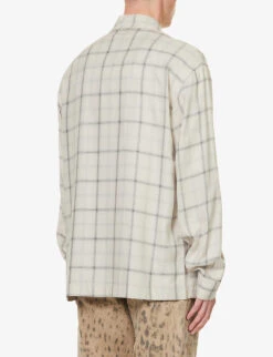 Palm Angels Plaid-pattern Logo-embroidered Woven Shirt -Metro Style Shop R04166065 WHITEBLACK ALT03