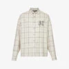 Palm Angels Plaid-pattern Logo-embroidered Woven Shirt -Metro Style Shop R04166065 WHITEBLACK M