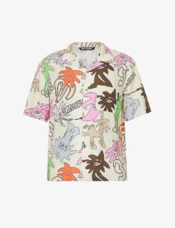 Palm Angels Palmity Graphic-print Relaxed-fit Twill Bowling Shirt