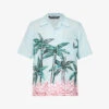 Palm Angels Graphic-print Camp-collar Boxy-fit Woven Shirt -Metro Style Shop R04166072 LIGHTBLUEGREEN M