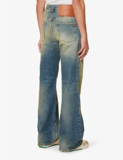 Palm Angels Acid Wash Distressed Regular-fit Jeans -Metro Style Shop R04166092 BLUEBROWN ALT03