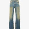 Palm Angels Acid Wash Distressed Regular-fit Jeans -Metro Style Shop R04166092 BLUEBROWN M