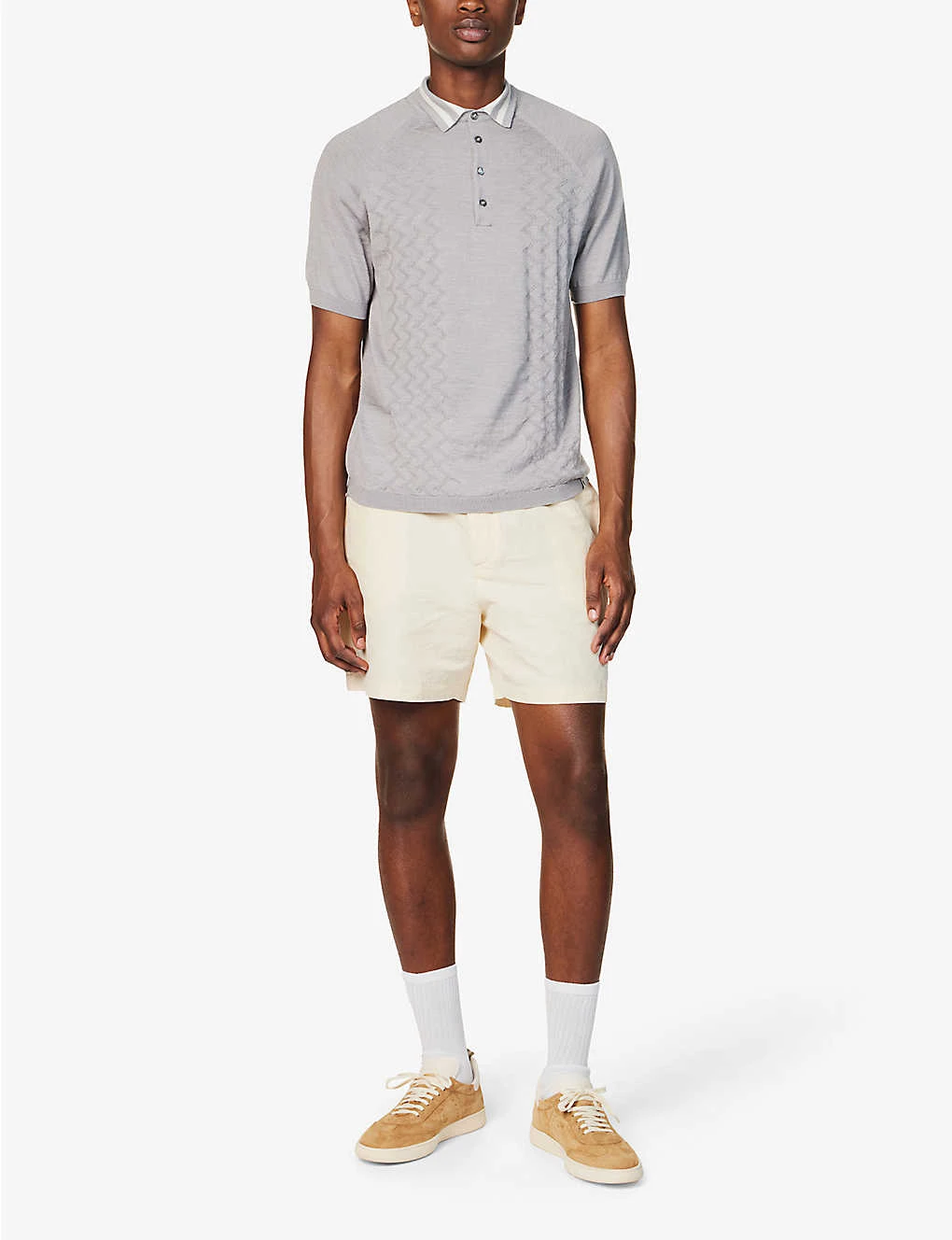 Short-sleeved Branded-tab Wool Polo Shirt 4 Short-sleeved Branded-tab Wool Polo Shirt - Image 2