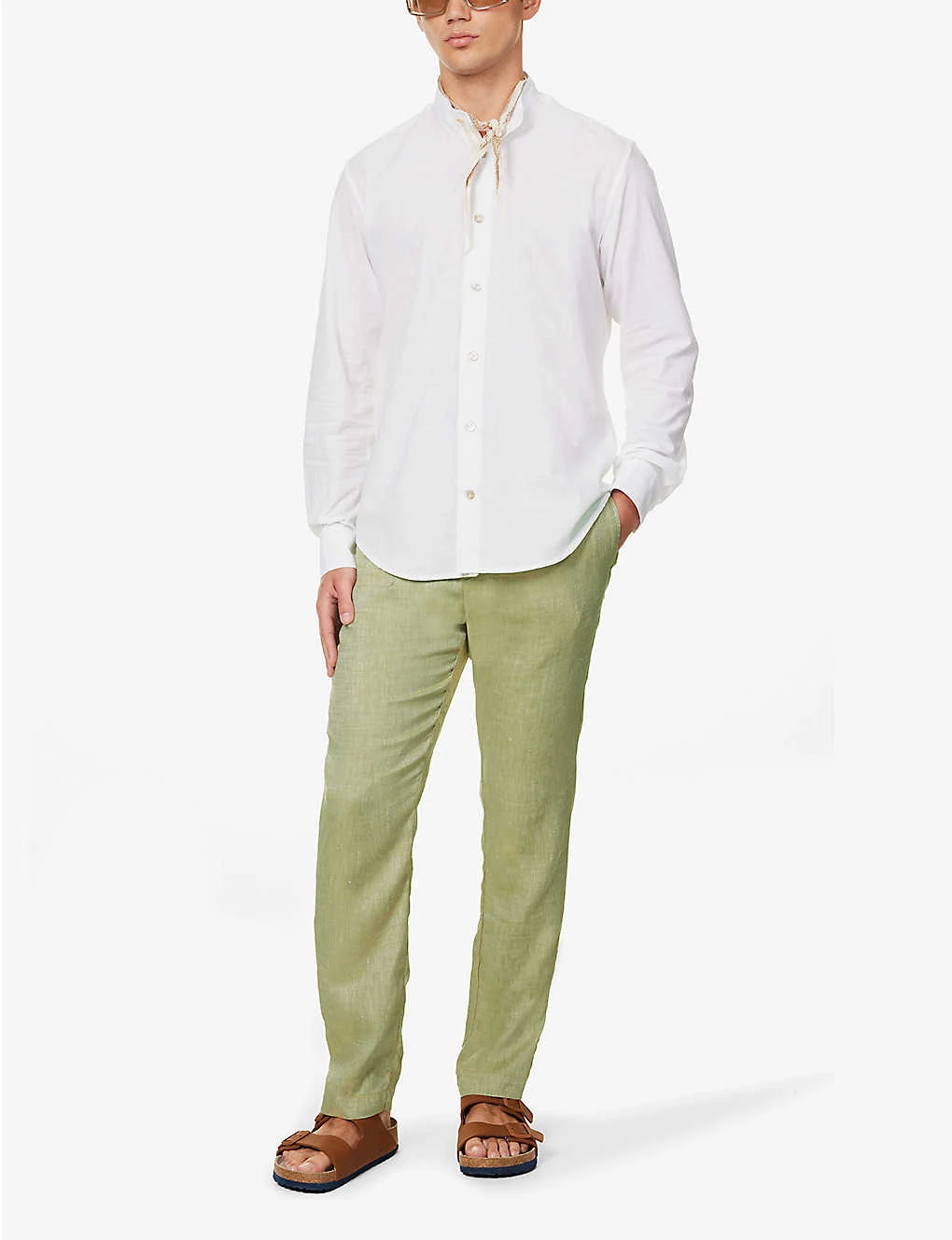 Oscar Drawstring-waistband Straight-leg Regular-fit Linen And Cotton-blend Trousers 4 Oscar Drawstring-waistband Straight-leg Regular-fit Linen And Cotton-blend Trousers - Image 2