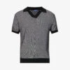 Contrasting-trim V-neck Cotton And Silk-blend Polo Shirt -Metro Style Shop R04167482 BLACK M