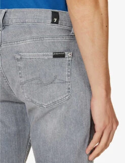 7 For All Mankind Stretch Tek Brand-patch Slim-fit Stretch-denim Jeans 14 7 For All Mankind Stretch Tek Brand-patch Slim-fit Stretch-denim Jeans -Metro Style Shop R04167699 GREY ALT05