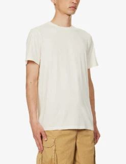 7 For All Mankind Featherweight Short-sleeved Cotton-jersey T-shirt -Metro Style Shop R04167717 WHITE ALT02