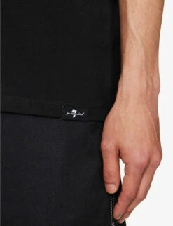 7 For All Mankind Luxe Performance Brand-tab Stretch-cotton T-shirt -Metro Style Shop R04167721 BLACK ALT04