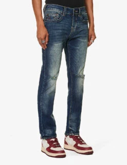 True Religion Geno Straight-leg Mid-rise Stretch-denim Jeans -Metro Style Shop R04168107 DARKWASHWITHRIPS ALT02