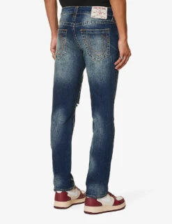 True Religion Geno Straight-leg Mid-rise Stretch-denim Jeans -Metro Style Shop R04168107 DARKWASHWITHRIPS ALT03