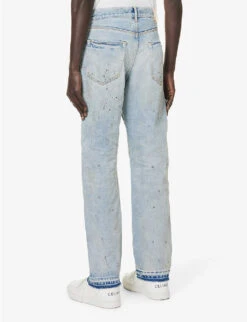 Paint-splattered Straight-leg Regular-fit Denim Jeans -Metro Style Shop R04168530 LTINDIGO ALT03