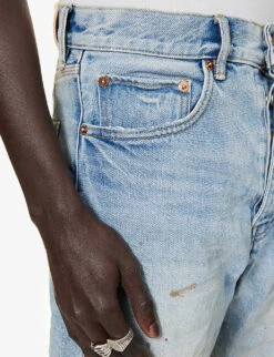 Paint-splattered Straight-leg Regular-fit Denim Jeans -Metro Style Shop R04168530 LTINDIGO ALT04