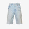 Distressed Straight-leg Denim Shorts -Metro Style Shop R04168531 LTINDIGO M