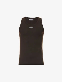 Dolce & Gabbana Brand-patch Scoop-neck Stretch-cotton Top