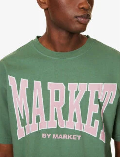 MARKET Persistent Brand-print Regular-fit Cotton-jersey T-shirt 11 MARKET Persistent Brand-print Regular-fit Cotton-jersey T-shirt -Metro Style Shop R04168896 SAGE ALT04