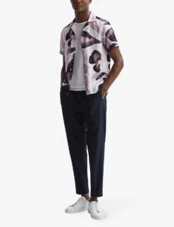 Reiss Howe Short-sleeve Printed Recycled-polyester Shirt -Metro Style Shop R04169085 GREYMULTI ALT01