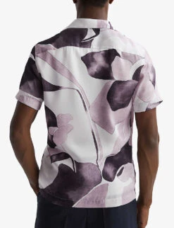 Reiss Howe Short-sleeve Printed Recycled-polyester Shirt -Metro Style Shop R04169085 GREYMULTI ALT03