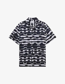 Reiss Oakland Abstract-print Recycled-polyester Shirt