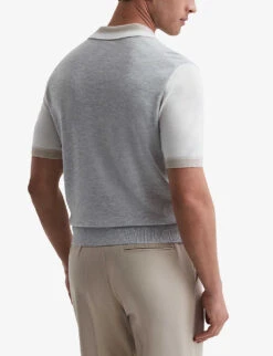 Reiss Kingsford Striped Woven-blend T-shirt -Metro Style Shop R04169219 SOFTGREYWHITE ALT03