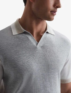 Reiss Kingsford Striped Woven-blend T-shirt -Metro Style Shop R04169219 SOFTGREYWHITE ALT04