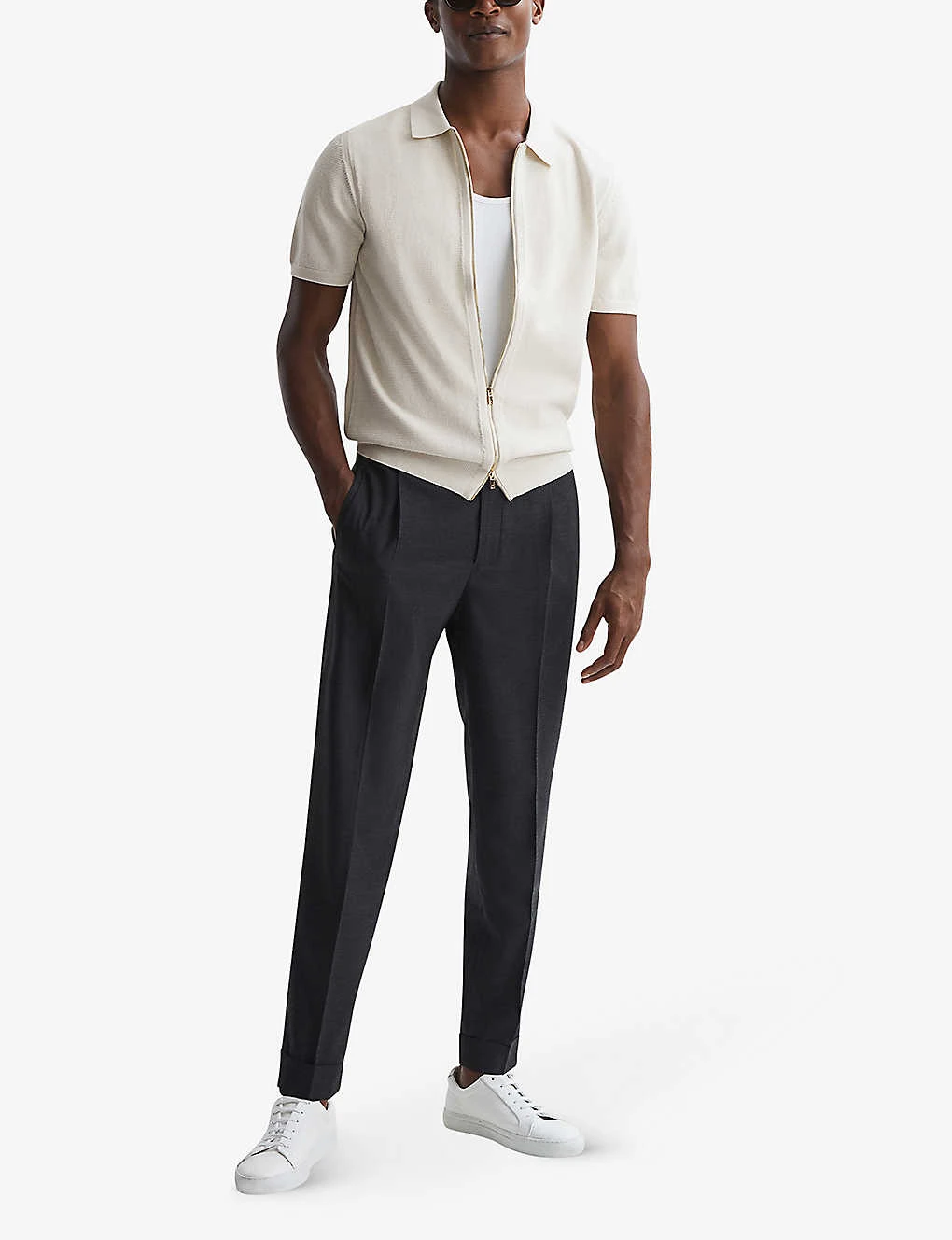 Reiss Walton Textured-knit Stretch-cotton Blend Cardigan 4 Reiss Walton Textured-knit Stretch-cotton Blend Cardigan - Image 2