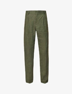 Sunspel Pleated Slip-pocket Straight-leg Regular-fit Linen Trousers