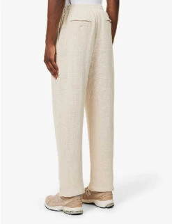 Loose-weave Brand-embroidered Cotton Trousers -Metro Style Shop R04171598 RAW ALT03