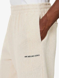 Loose-weave Brand-embroidered Cotton Trousers -Metro Style Shop R04171598 RAW ALT04