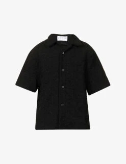 Crochet-knit Logo-embroidered Cotton Shirt