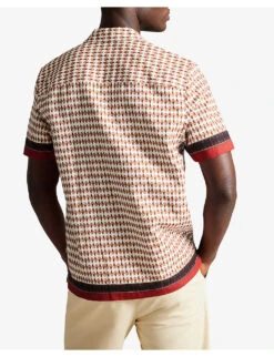 Ted Baker Braemar Geometric-print Regular-fit Woven-blend Shirt -Metro Style Shop R04172743 WHITE ALT02