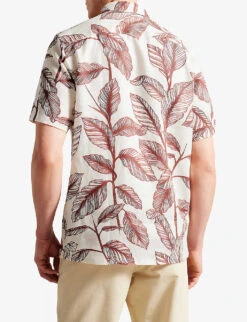 Ted Baker Tagus Short-sleeve Regular-fit Linen Shirt -Metro Style Shop R04172745 DKORANGE ALT03