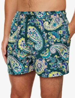 Bjorn Borg Paisley-print Elasticated Waistband Regular-fit Swim Shorts -Metro Style Shop R04172921 TEALYELLOWPEACH ALT04