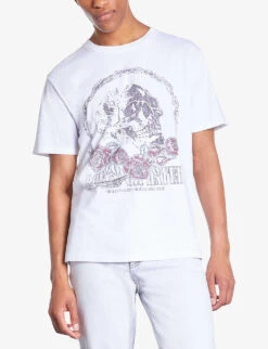 THE KOOPLES Vintage Skull-serigraphy Cotton T-shirt -Metro Style Shop R04180584 WHITE ALT02