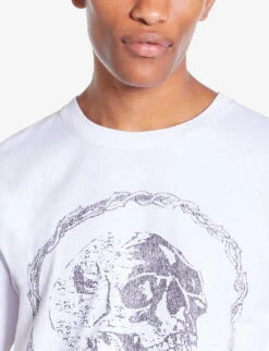 THE KOOPLES Vintage Skull-serigraphy Cotton T-shirt -Metro Style Shop R04180584 WHITE ALT04